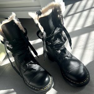 Dr. Marten Aimilita Faux fur lined leather high boots, New without tag, US 7.
